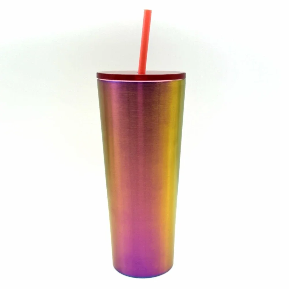Starbucks 24oz Iridescent Stainless Steel Cold Cup Tumbler‎ Venti with Straw